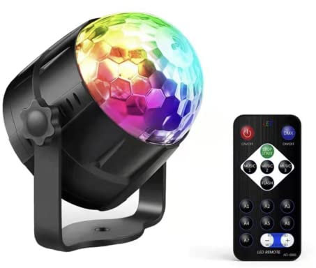 RHP LED Discokugel mit Fernbedienung I Discolicht Disco-Beleuchtung - Party Partylicht Partyzubehör Partydeko Party-Beleuchtung - 360° drehbar mit Musikerkennung und verschiedenen Effekten