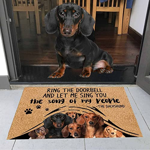Agriism Dachshund Doormat, Blue, 24x16 Inch, 78.75 Sq Ft, Non Slip, Water Resistant, Modern, Flat Woven, Machine Made, Home Decor, Entryway, Housewarming, Wedding