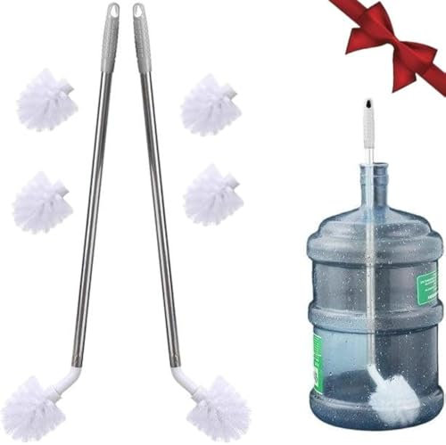5 Gallon Bottle Brush - 5 Gallon Water Jug Brush Cleaner | 28 Long 3 & 5 Gallon Bottle Brush Cleaner, Stainless Steel Handle, Replaceable Brush Head (2 Pack)