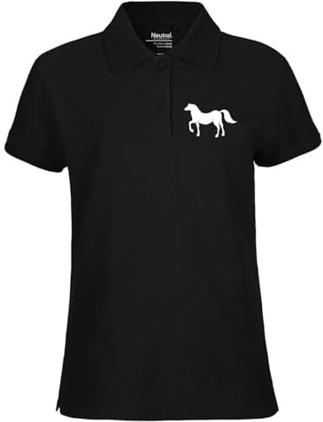 Huuraa Damen Polo Shirt Pferd Silhouette S Black Bio Baumwolle Fairtrade Poloshirt Geschenkidee
