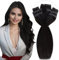 Vivien Echthaar Clip in Extensions Schwarz Extensions PU Clip in Echthaar Remy PU Clip in Extensions Echthaar Naturschwarz #1B 50cm 140g/7pcs Glatt Lang