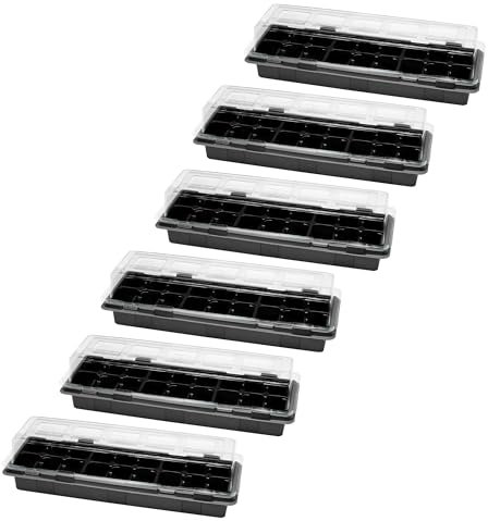 Garronda Mini Serre Boîte de Culture pour Plantes d'Intérieur Pots de Culture GD-0043 (47x16 cm; Noir, 6 Pièces)