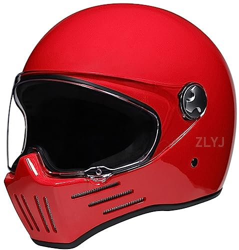 ZLYJ Casco Integral Motocicleta Vintage, Casco Motocross Convertible para Motocicleta, Moto Scooter Retro Classic Crash Racing Rally Touring Casco Aprobado por La ECE F,Medium