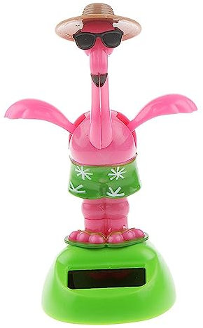 Gehanico Jouet dansant solaire flamant rose à énergie solaire pour tableau de bord de voiture, jouet qui hoche la tête, cadeau pour bureau, voiture, décoration