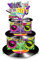 Zopeal Cupcake-Ständer mit 3 Etagen, 80er-Jahre-Stil, Musik-Party-Dekorationen, Record Hip Hop-Kuchenhalter, Back-to-the 80er-Jahre-Kuchenturm, Neon-Hippie-Dessertständer für 1980er-Jahre,