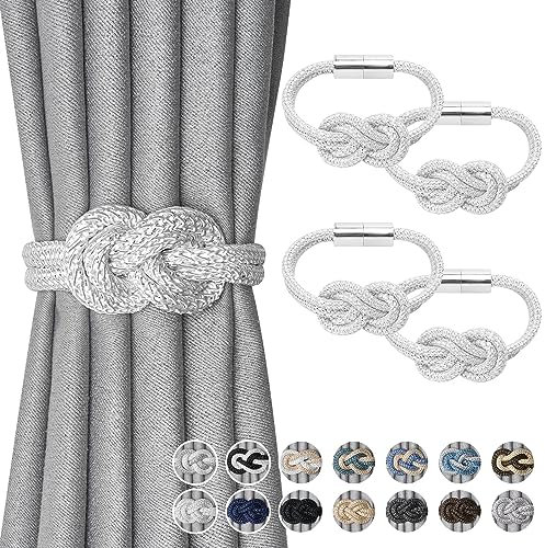 Pretty Jolly Mini fermatenda magnetico per tenda nordica stile semplice, elegante tenda decorativa drappeggio cravatta posteriore per casa e ufficio finestra drappeggio, bianco, 4 pezzi