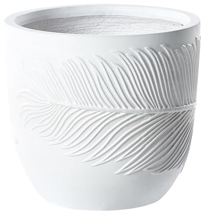 Beliani Pot de Fleurs Blanc Cassé en Fibres d'argile Rond Cache-Pot 35 x 35 x 33 cm Ftero