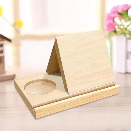 GYYFQH buchständer Holz Mit Tassen Halterung,Buchständer Holz Dreieck,personalisierter Dreieckiger Buchständer Aus Holz,buchständer Holz Eiche Tragbar, Stabil, Leicht(1 Piece Set)