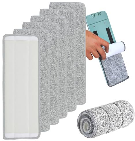 SHULLIN Lot de 6 serpillères de rechange en microfibre - Environ 33 x 12 cm - Pour enlever les taches et nettoyer le sol