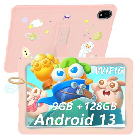 DOOGEE U10Kid Tablet Bambini 10,1 Pollici Android 13, Tablet Touch Quad Core 9 GB +128 GB/TF 1TB, Kids Space, Widevine L1, GPS, 8 MP+5 MP, Materiale in Silicone alimentare