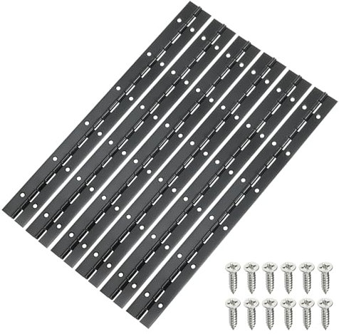 QUARKZMAN 12 Bisagras Continuas y de Piano 6 Piezas de Bisagras Continuas de Acero Inoxidable con Agujeros para Puertas de Armario de Barco Caja de Muebles Negro