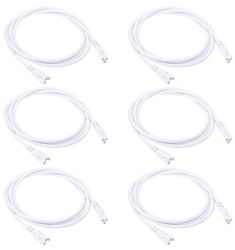 PATIKIL 1,5 m / 4,9 ft T5 T8 LED Lampen Verbindungskabel, 6er Pack LED Doppelend 3 Pin Kabelverbinder Verlängerungskabel LED Netzkabel für LED Integrierte Röhren, Weiß
