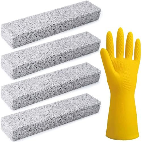 Set di 4 blocchi di pietra pomice per WC, pietra pomice naturale, pietra di pulizia, per cucina doccia, detergente per piastrelle bagno lavandino mattone
