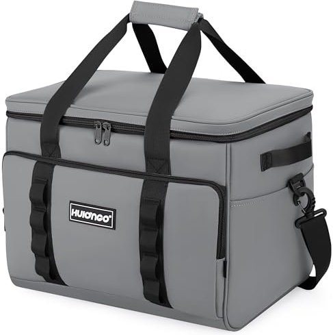 Hulongo Bolsa Nevera Grande, Plegable, Bolsa Térmica Isotérmica Aislada Impermeable a Prueba de Fugas para Picnic, Viajes, Camping y Compras, 30L, Gris