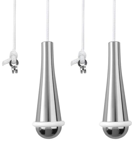2 Pack Bathroom Pull Cord Handle Teardrop Chrome Pull String Switch End Weight Extension Replacement with 150cm Nylon White Cord Connector for Blind Toilet Ceiling Light Fan