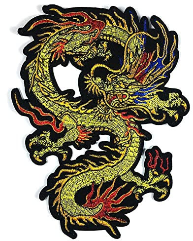 Lpitoy Goldfarbener Drache-aufnäher, Bestickter Aufnäher, Chinesischer Drache, Zum Aufnähen Oder Aufbügeln, Für Selbstgemachte Chinesische Drachenkostüme, Jacken, Kleidung