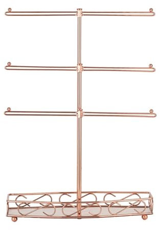 Komdndht T-Shaped Jewelry Stand Removable Jewelry Stand 3-Tier Bracelet Storage Rack Earrings Necklaces Rings Jewelry Stand Rose Gold