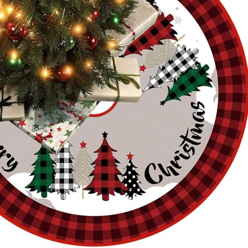 Gonna per Albero di Natale, 120cm Tappeto per Albero di Natale, Rotondo Gonna Albero di Natale, Copri Base Albero Natale, Tappeto Albero di Natale per Sotto Albero di Natale Decorazione(E)