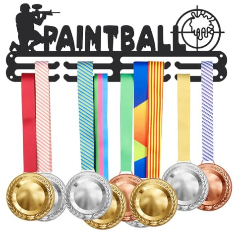 SUPERDANT Medaillenaufhänger Mit Paintball Motiv Paintball Markierer Medaillenhaken Organizer Hängender Auszeichnungshalter Sportmedaille Aus Metall Zum Aufhängen Eisen Wandregal Für Zuhause 40x15cm