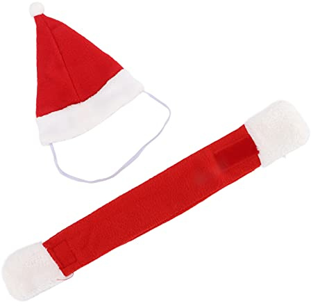 Kleintier-Weihnachtskostüm, Weihnachtsschal und Mütze, Set für Meerschweinchen, Chinchilla und andere kleine Haustiere, Größe L