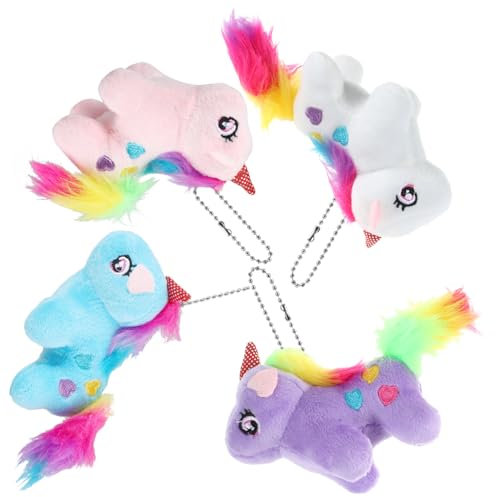 COLLBATH Porte-clés en peluche licorne 4 pièces breloque animal pour porte-clés à main à décorations