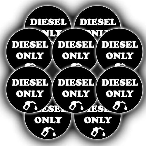 10-Pack Diesel Only Fuel Cap Reminder Stickers -Car Labels -Durable & Waterproof - 55mm