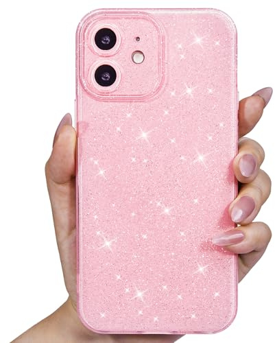 Svanove for iPhone 11 Case Glitter, Sparkly Girly Cute Bling Sparkle Shiny Shimmer Bright Phone Case for Women Girls, Glittery Thin Slim Jelly Soft Silicone Rubber Gel Plastic Cover, Light Pink