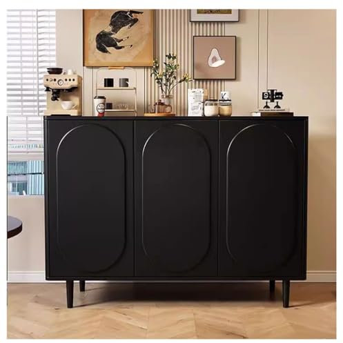 Anrichte im antiken Stil, großes Fassungsvermögen, Buffetschrank für Wohnzimmer, Esszimmer, Küche, Aufbewahrung, Vintage-Schuheingang, dekorative Trennwand (schwarz)