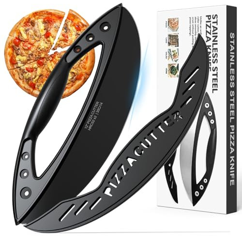AILUROPODA 30,5 cm Pizza-Wippenschneider, Edelstahl mit Schutzhülle, Schwarz