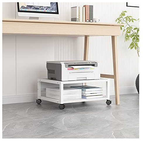 Druckerständer 2 Ebenen unter dem Schreibtisch, Druckerständer, kleiner rollender, beweglicher Druckertisch mit 4 Rollen, Büro-Druckerregal for Mini-3D-Drucker, 50 x 40 x 25 cm Druckertisch