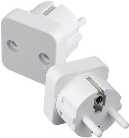 BTFO 2uds Adaptador Divisor Conexión Tierra, Adaptador Enchufe ABS Seguro Compatible con Múltiples Productos Puesta Tierra para Enchufes EU Tipo B