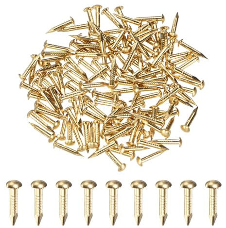 M METERXITY 100-Pack Small Tiny Nails, 1.5mm x 10mm Brass Precision MIni Nails Hardware Round Head for Wooden/DIY Crafts Decorative/Household Accessories/Picture Hanging