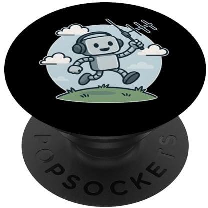 Ham Radio Cartoon Roboter Maskottchen PopSockets Klebender PopGrip