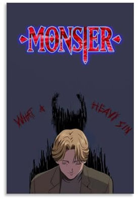 GZHYMXOZ Monster beliebtes Anime-Leinwand-Poster, Wandkunst, dekoratives Gemälde, Schlafzimmer, Gemälde, Poster, 20 x 30 cm, ungerahmter Stil