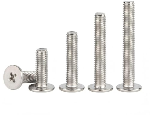 Ctyjia 20 Piezas Delgado Tornillos de Cabeza Phillips Plana, Acero Inoxidable 304, M6 x 10mm Tornillos de Muebles Totalmente Roscados