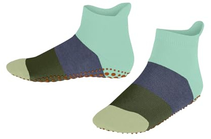FALKE Unisex Kinder Stoppersocken Colour Block K Hp Baumwolle rutschhemmende Noppen 1 Paar, Grün Spearmint 7218, 27-30
