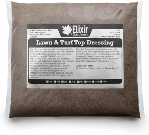 Elixir Gardens Lawn Top Dressing Mix, 70/30 Sportsand & Graded Topsoil Blend for Garden and Turf Maintenance | 1kg - 20kg Bags (1kg)