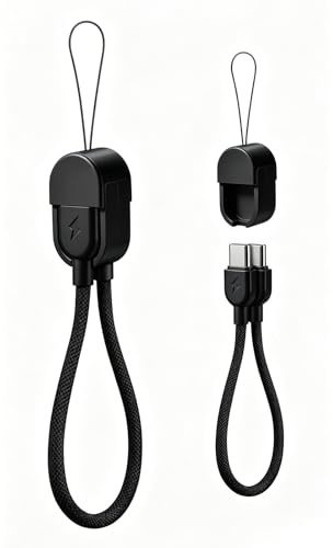 HAUXGOGO USB-C-Kabel mit Schlüsselband (2er-Pack), Schnellladung PD 60 W, tragbares Datenkabel als Schlüsselanhänger, kompatibel mit USB-C-Smartphones, Powerbanks usw - Schwarz