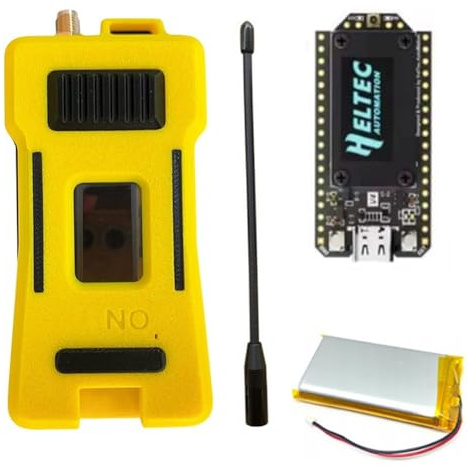 rirue Heltec V4 Meshtastic WiFi LoRa 32 Dev-Board Case Set with 3000mAh Battery Soft Antenna SX1262 Solar Powered BLE B