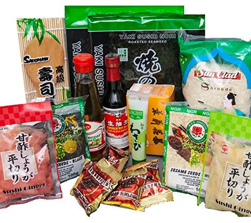 Sushi Starter Set 13 teilig + Gratis Reislöffel - Pamai Pai® - Wasabi Nori Gari Ingwer Sojasoße