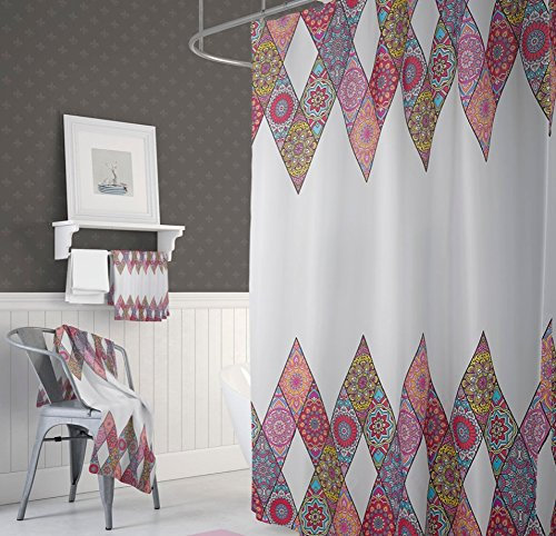 KS Handel 24 Textil Duschvorhang 240x200 cm (bunt Patchwork Mandala)