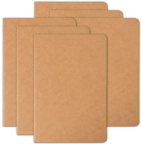 Reisetagebuch-Set mit 6 Notizbüchern für Reisende – weicher brauner Kraftpapier-Einband – A5-Größe – 210 x 140 mm – 60 Seiten/30 Blatt 6 Stück Blank