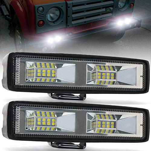 48W Faro da Lavoro,6 Barra Luminosa LED Faretto Faro 12V 24V 2000LM Proiettore Fendinebbia Luci Off Road Luci Antinebbia Fari Supplementari per Off Road Moto 4WD SUV ATV UTV Camion