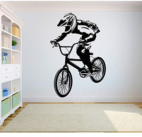 Mountainbike Wettbewerb Vinyl Wandaufkleber Off-Road Leistungssportler Jugend Schlafzimmer Dekoration Wandtattoo 57X87 Cm