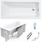 ECOLAM Baignoire rectangle acrylique Modern 160x70 cm | revêtement polystyrène 1.041 pour carrelage | pieds siphon et silicone | baignoire en acrylique blanc
