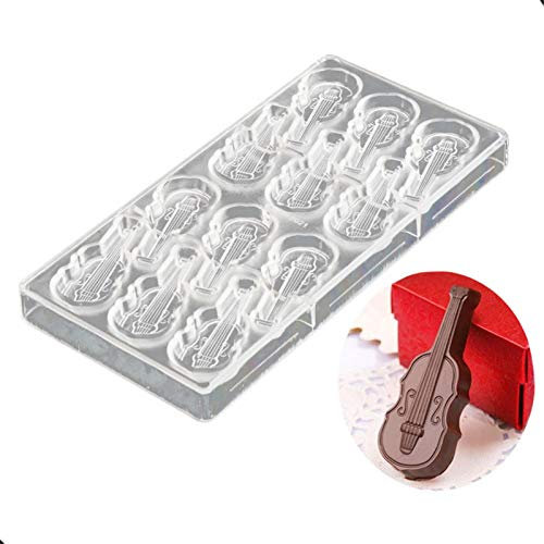 DUBENS 12 Hohlraum Geige Form 3D Polycarbonat Schokolade Form Tablett Pfannen zum Backen Gebäck Werkzeuge Candy Seife EIS Lollipops Schokolade Form