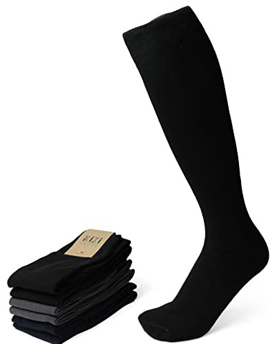 6 Paia Calze Lunghe Uomo in Tinta Unita in Caldo Cotone Naturale Made in Italy (Taglia 40-42, Blu/Nero/Antracite, 6 Paia)