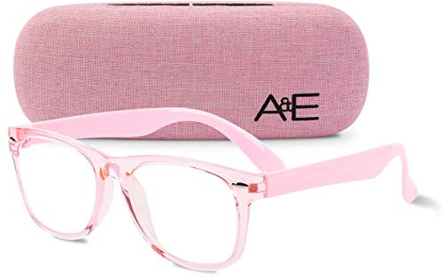 Ava & Ethan - Gafas de luz azul para niños, bloqueo de luz para ordenador y juegos, color rosa transparente (edades 3-12)
