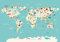 wandmotiv24 Fototapete bunte Weltkarte Kinder Figuren Atlas, XL 350 x 245 cm - 7 Teile, Wanddeko, Wandbild, Wandtapete, Globus Karte Erde Hai Wal Fuchs M6657