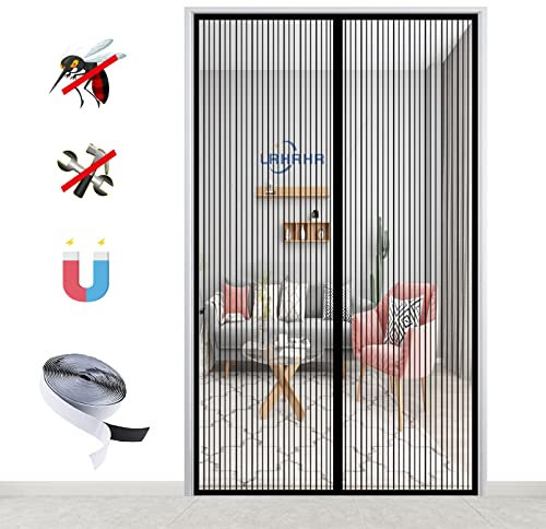 Magnet Fliegengitter Tür, Insektenschutz Balkontür Automatisches Schließen Fliegenvorhang Moskitonetz für Balkontür Wohnzimmer, Ohne Bohren-Black-C|| 80x240cm(31x94inch)